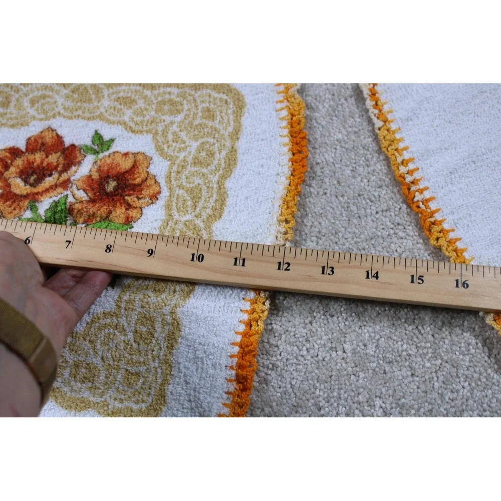 Vintage Handmade Crochet Edge‎ Washcloths Set of 2 Floral 12in Bathroom Towels